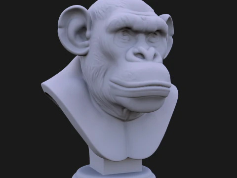 Busto di scimmia annoiato 3D STL stampabile - STL Modello di stampa 3D