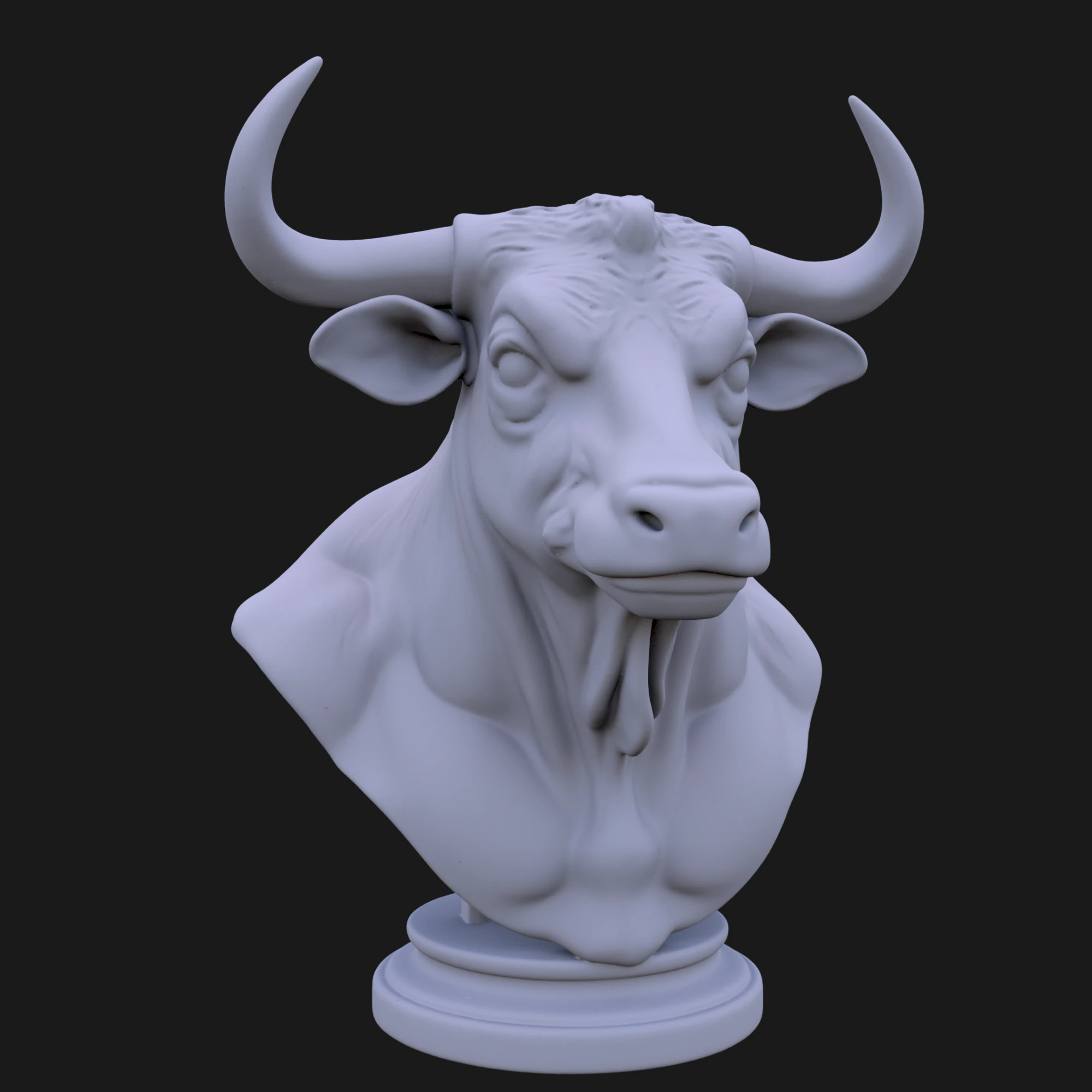 Bull Head Bust 3D STL Printable - STL 3D Print Model .c4d .max .obj .3ds .fbx .stl .blend 