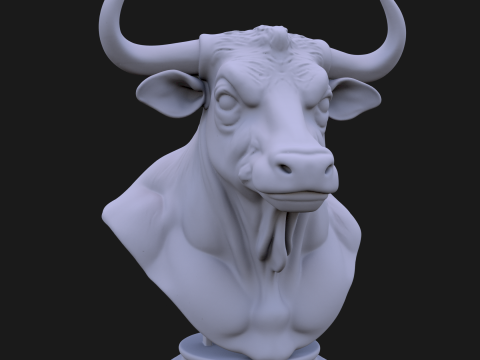 Bull Head Bust 3D STL Printable - STL 3D Print Model