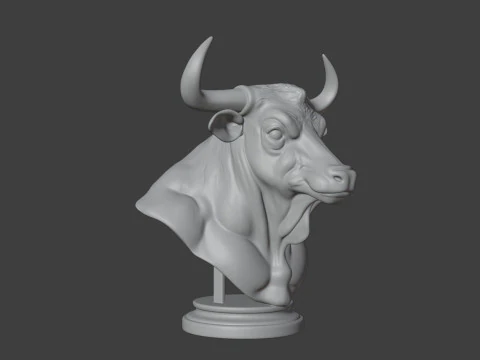 Bull Head Bust 3D STL Printable - STL 3D Print Model