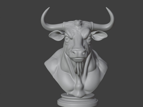Bull Head Bust 3D STL Printable - STL 3D-printmodel