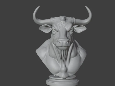 Bull Head Bust 3D STL Printable - STL 3D Print Model
