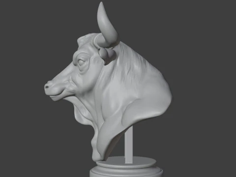 Bull Head Bust 3D STL Printable - STL 3D Print Model