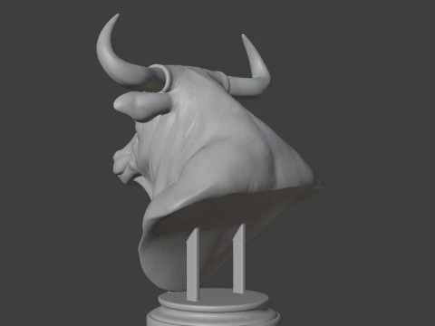 Bull Head Bust 3D STL Printable - STL 3D Print Model