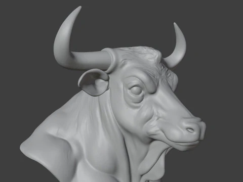 Bull Head Bust 3D STL Printable - STL 3D Print Model