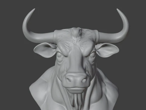 Bull Head Bust 3D STL Printable - STL 3D Print Model