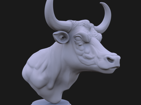 Bull Head Bust 3D STL Printable - STL 3D Print Model