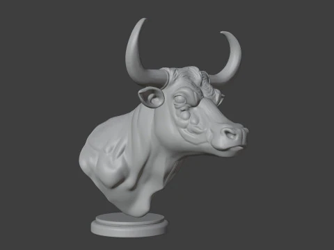 Bull Head Bust 3D STL Printable - STL 3D Print Model