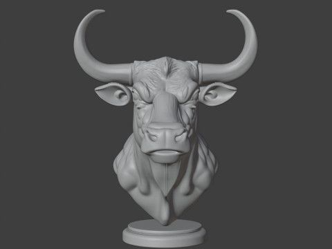 Bull Head Bust 3D STL Printable - STL 3D प्रिंट मॉडल