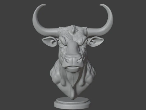 Bull Head Bust 3D STL Printable - STL 3D Print Model