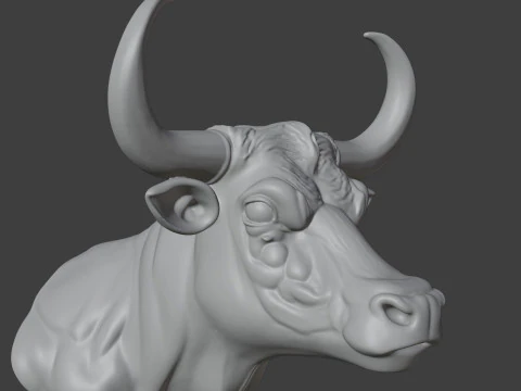 Bull Head Bust 3D STL Printable - STL 3D Print Model