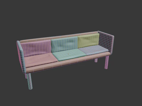 Purple sofa 3D Model