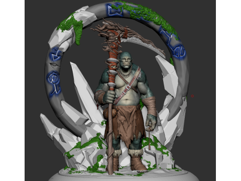 Sculpture of an orc - a gate guard STL 3D प्रिंट मॉडल