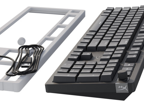 Wired keyboard HyperX Alloy Rise PBT HX Red USB Black Model 3D