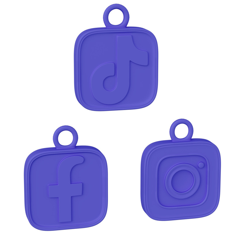 Social Media Logo Keychains 3D प्रिंट मॉडल .c4d .max .obj .3ds .fbx .stl .blend