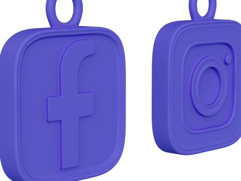 Social Media Logo Keychains 3D Print Model