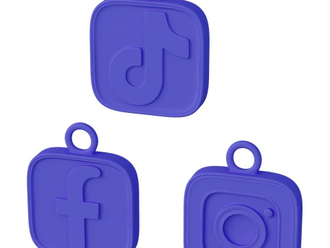 Social Media Logo Keychains 3D Print Model