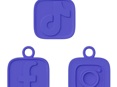 Social Media Logo Keychains 3D Print Model