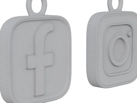 Social Media Logo Keychains 3D Print Model