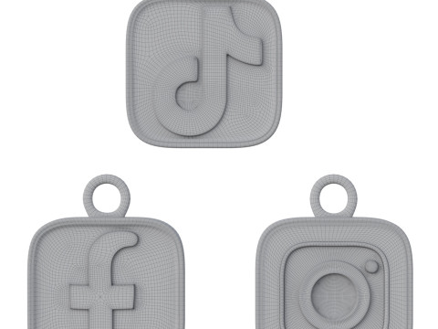 Social Media Logo Keychains 3D प्रिंट मॉडल