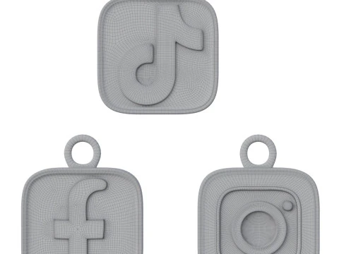 Social Media Logo Keychains 3D Print Model