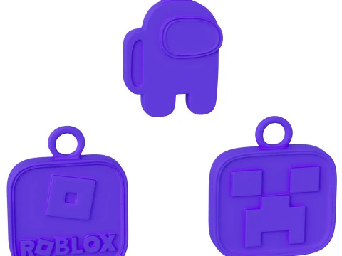Among Us Minecraft Roblox Keychain Set 3D Print Model