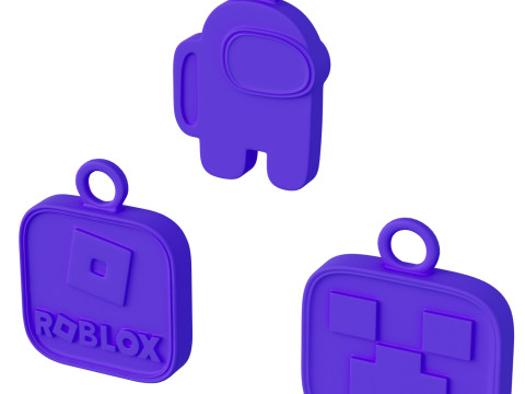 Among Us Minecraft Roblox Keychain Set Model do druku 3D