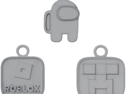 Among Us Minecraft Roblox Keychain Set Model do druku 3D