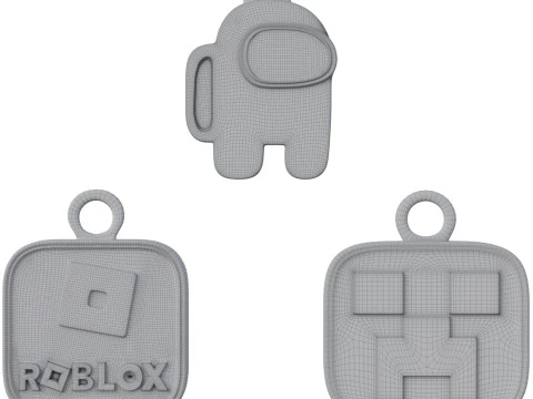 Among Us Minecraft Roblox Keychain Set 3D Print Model
