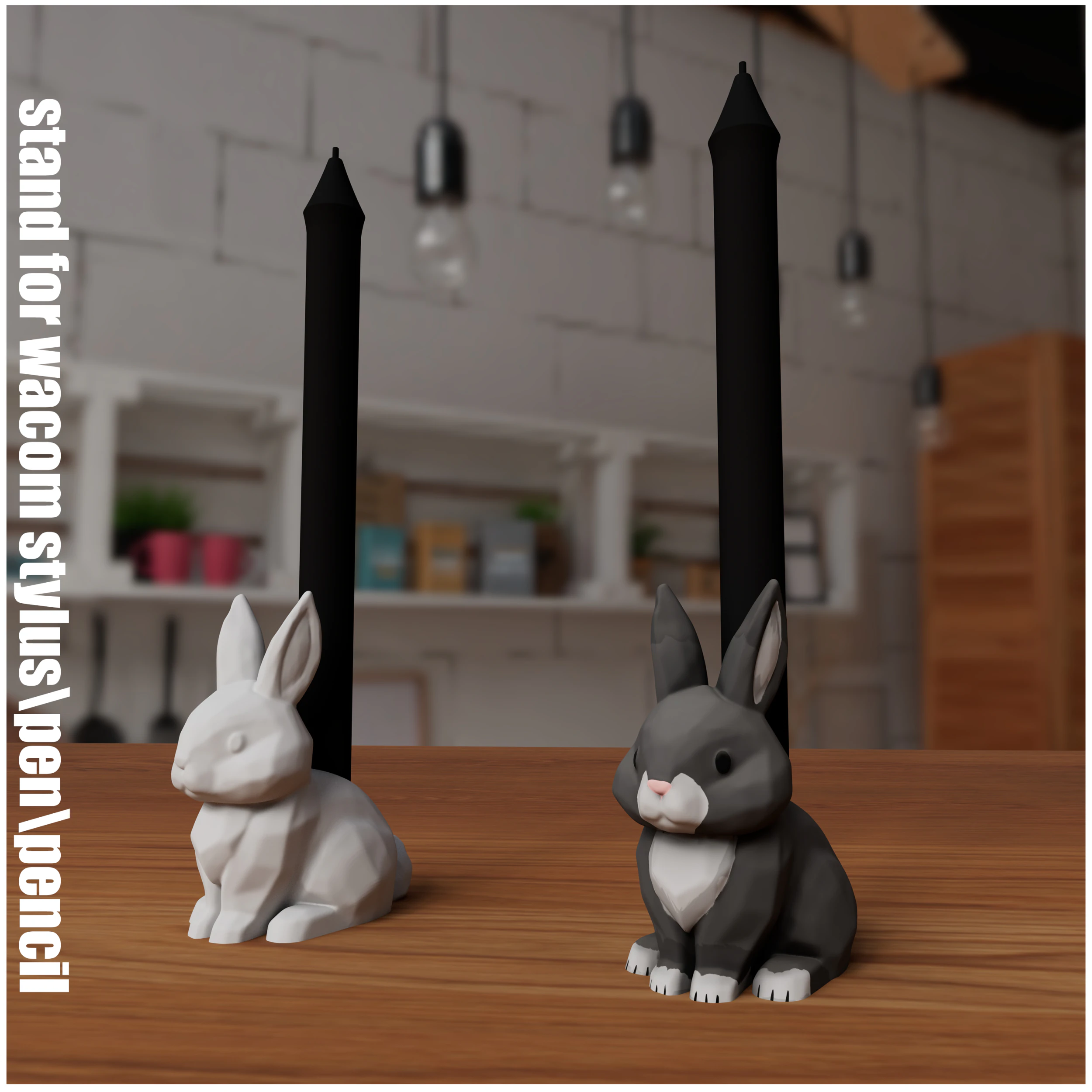 Rabbit Pen-Stylus Holder 3D Print Model .c4d .max .obj .3ds .fbx .stl .blend 