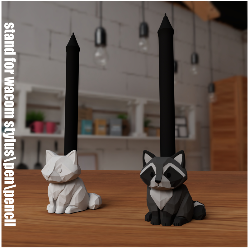 Raccoon Pen-Stylus Holder Modelo de Impressão 3D .c4d .max .obj .3ds .fbx .stl .blend 
