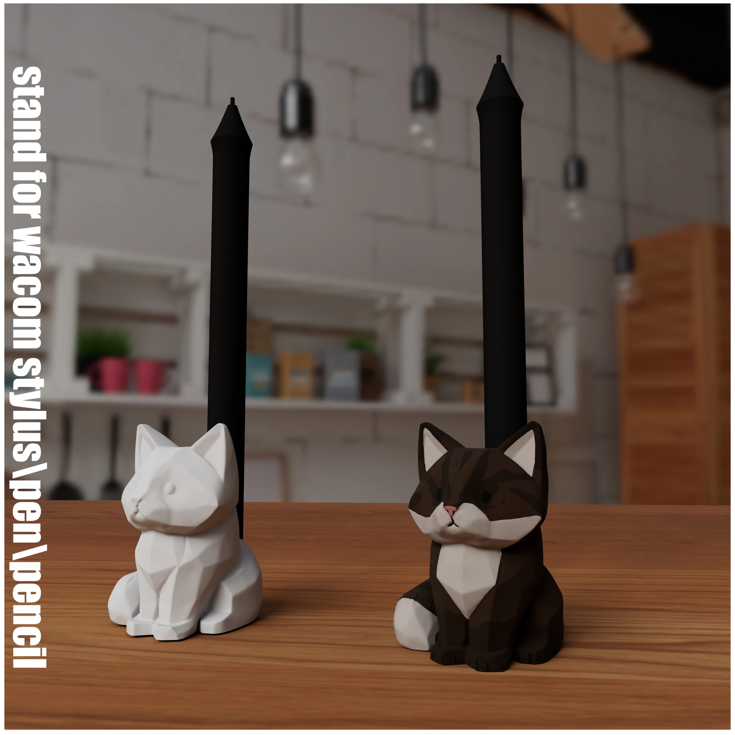Cat Pen-Stylus Holder 3D Print Model .c4d .max .obj .3ds .fbx .stl .blend 