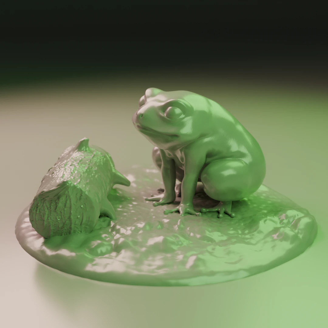 Frog diorama 3D Print Model .c4d .max .obj .3ds .fbx .stl .blend 