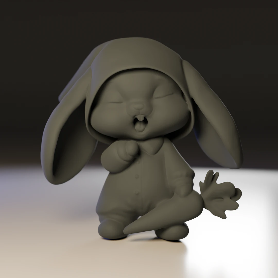 Sleepy easter bunny 3D Print Model .c4d .max .obj .3ds .fbx .stl .blend 
