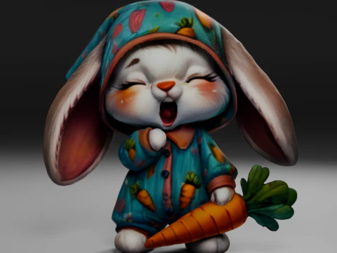 Sleepy easter bunny 3D Print Model
