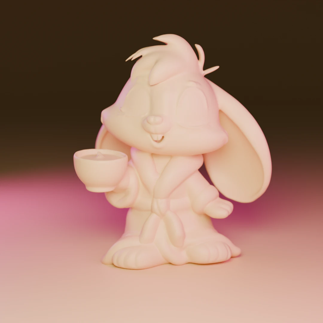 Rabbit drinking hot chocolate 3D Print Model .c4d .max .obj .3ds .fbx .stl .blend 