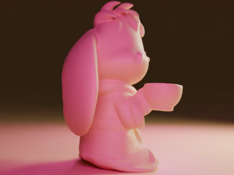 Rabbit drinking hot chocolate 3D Print Model