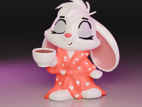 Rabbit drinking hot chocolate 3D 프린트 모델