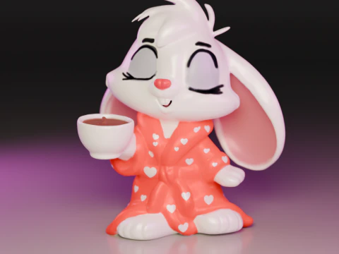 Rabbit drinking hot chocolate 3D Print Model