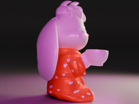 Rabbit drinking hot chocolate 3D Print Model