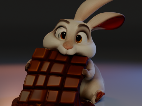 Easter bunny eating 3D-Druckmodell