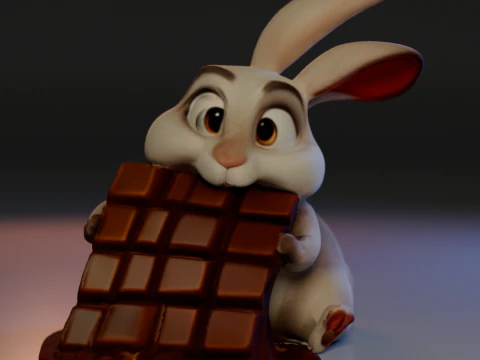 부활절 토끼 먹는 3D 프린트 모델