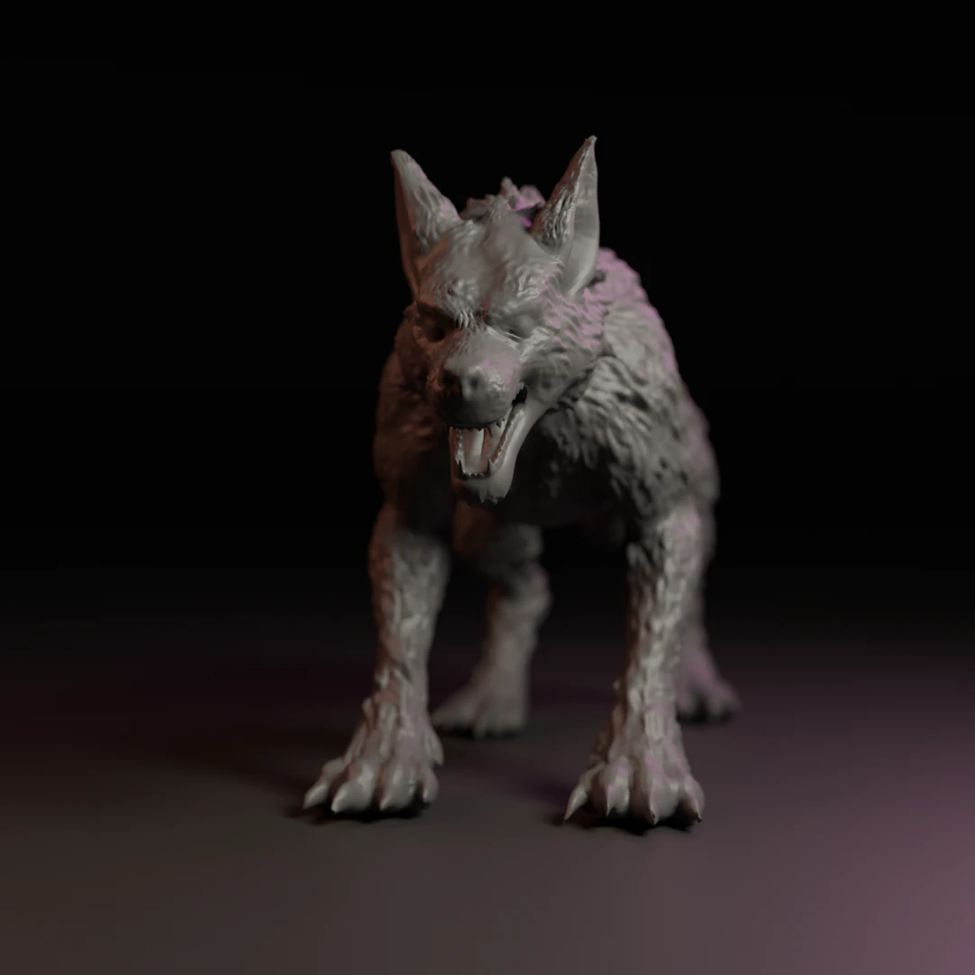 Gray wolf 3D Print Model .c4d .max .obj .3ds .fbx .stl .blend