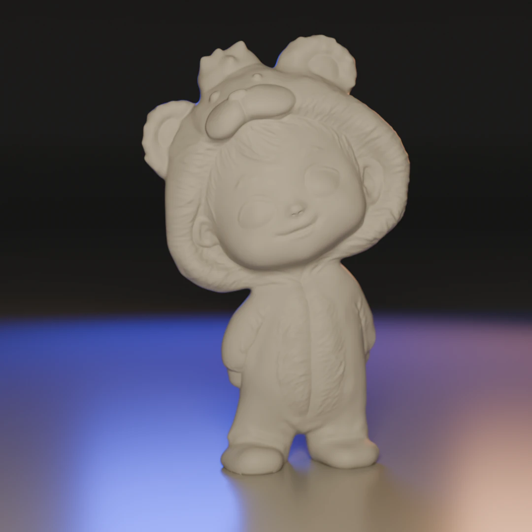 Cubby The Kid in a Bear Robe 3D Print Model .c4d .max .obj .3ds .fbx .stl .blend 