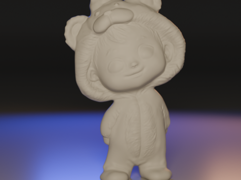 Cubby The Kid in a Bear Robe 3D Print Model
