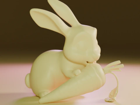 खरगोश गाजर खा रहा है 3D प्रिंट मॉडल