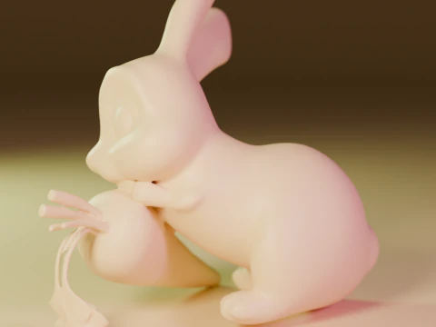 Rabbit eating carrot 3D Print Model