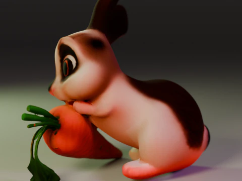 Rabbit eating carrot 3D Print Model