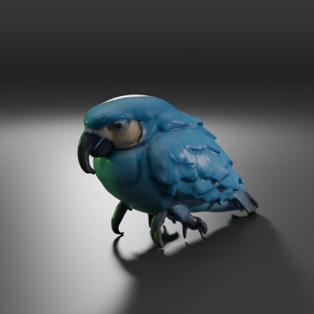 Blue macaw 3D Print Model .c4d .max .obj .3ds .fbx .stl .blend 