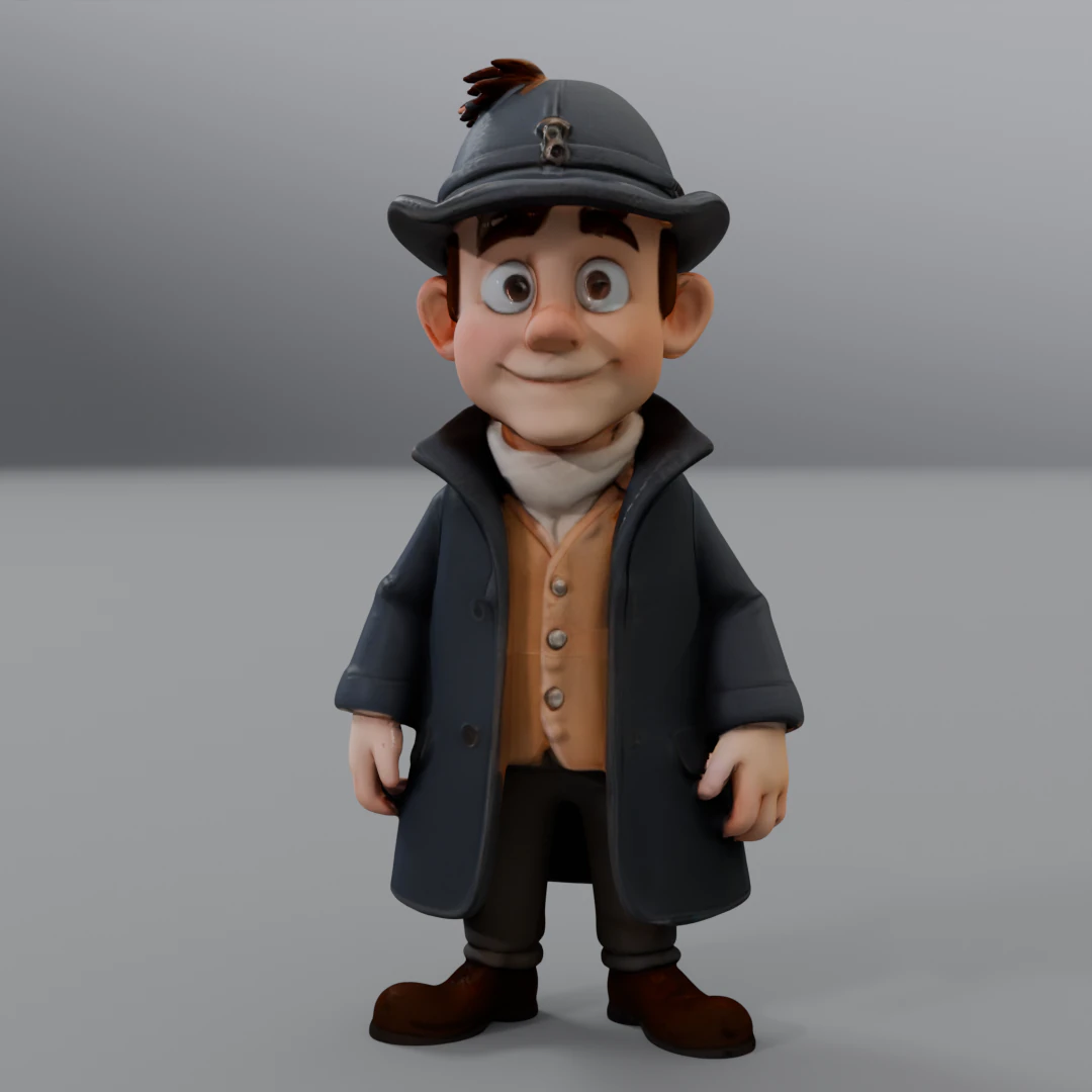 Estilo de dibujos animados de Sherlock Holmes Modelo de impresión 3D .c4d .max .obj .3ds .fbx .stl .blend 